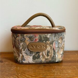 Avon Tapestry Cosmetic Bag - Brown and Green